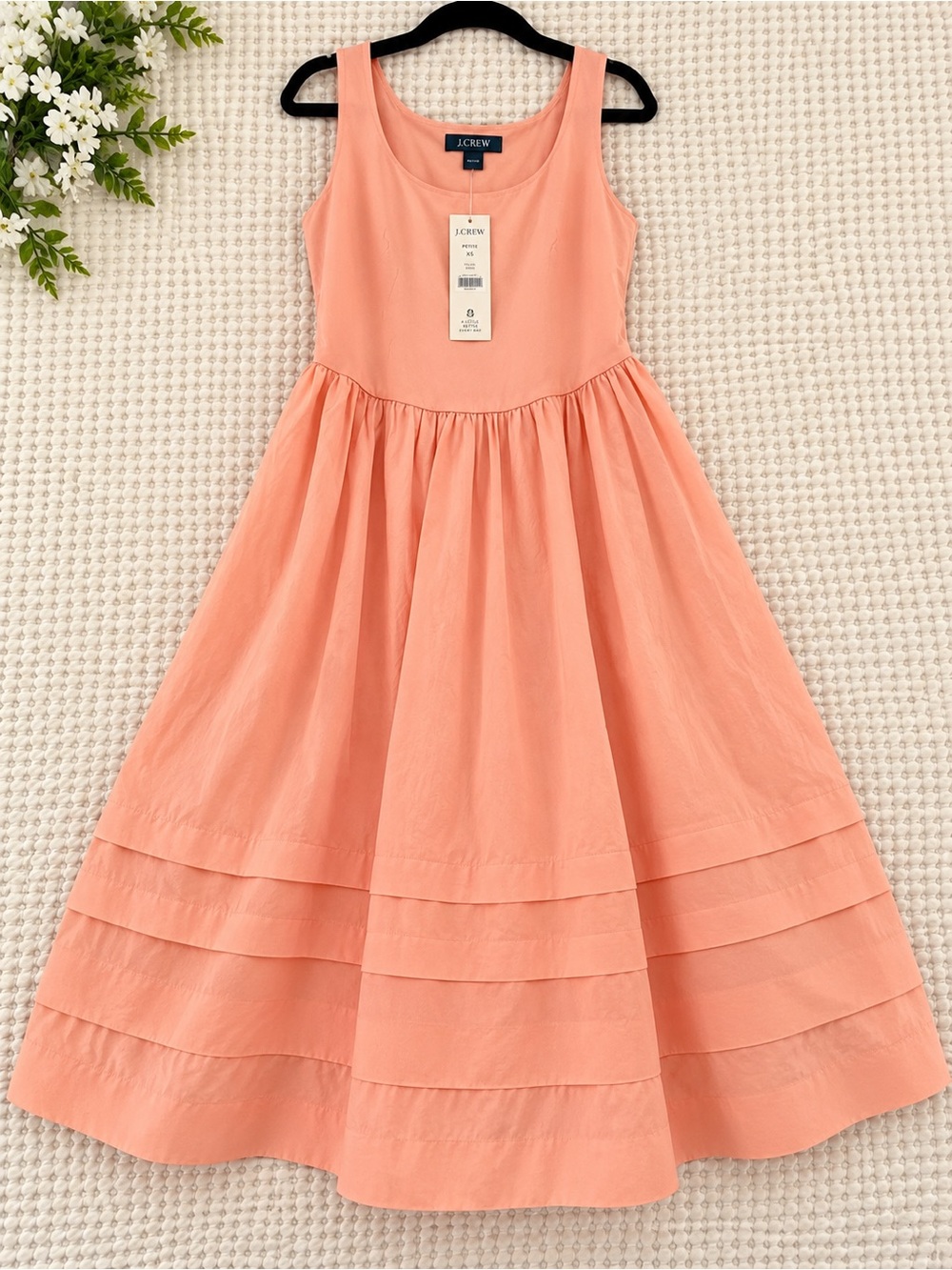 NWT J.Crew Peach Cotton Midi Dress XS Petite